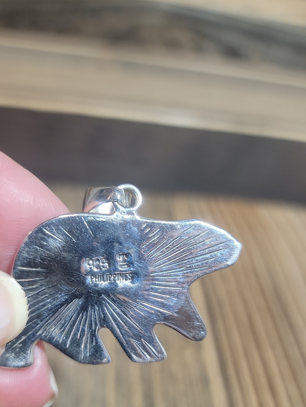 Sterling Silver Bear Mosaic Inlay Pendant - - Picture 5 of 9